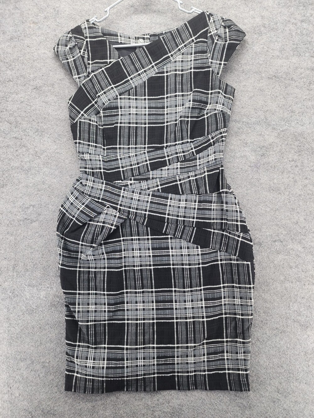 Warehouse Dress Womens UK 12 US 8 Short Sleeve Black Plaid